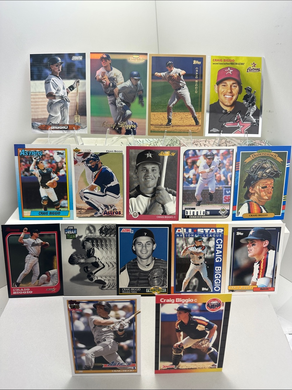 Craig Biggio Rookie card in Astros vintage lot of 16